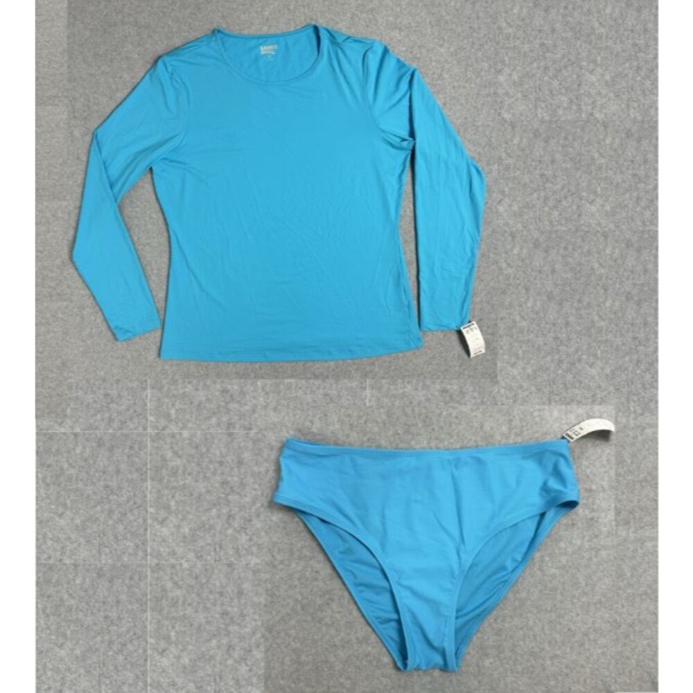 NWT LAND'S END Women’s Medium Blue Two Pieces Snorkeling Swimsuit